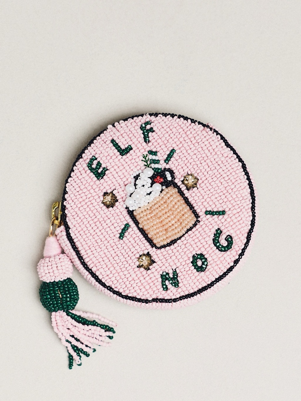 Nephthys Illustrated Beaded Round Coin Purse Elf nog